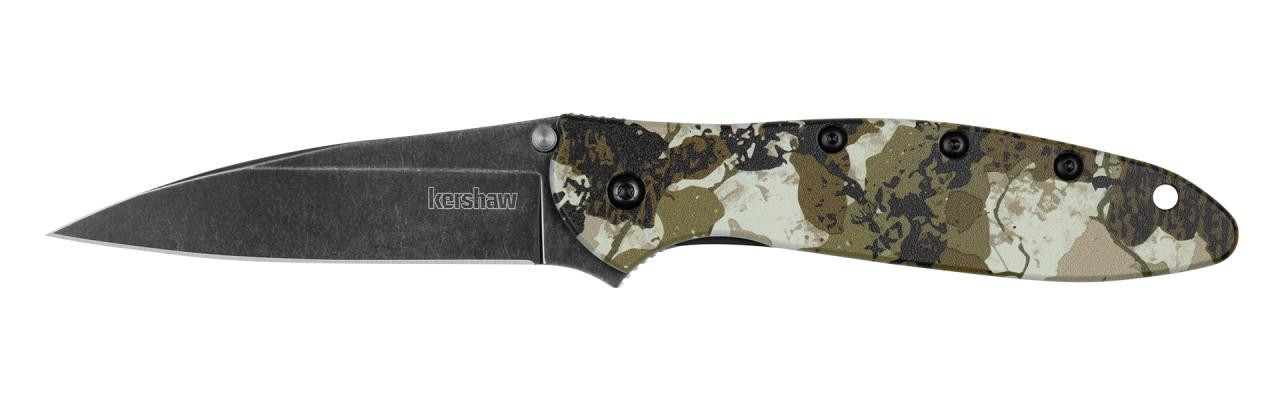 Kershaw Leek Kings Camo Drop Point Blackwash Folding Knife - 1660KC