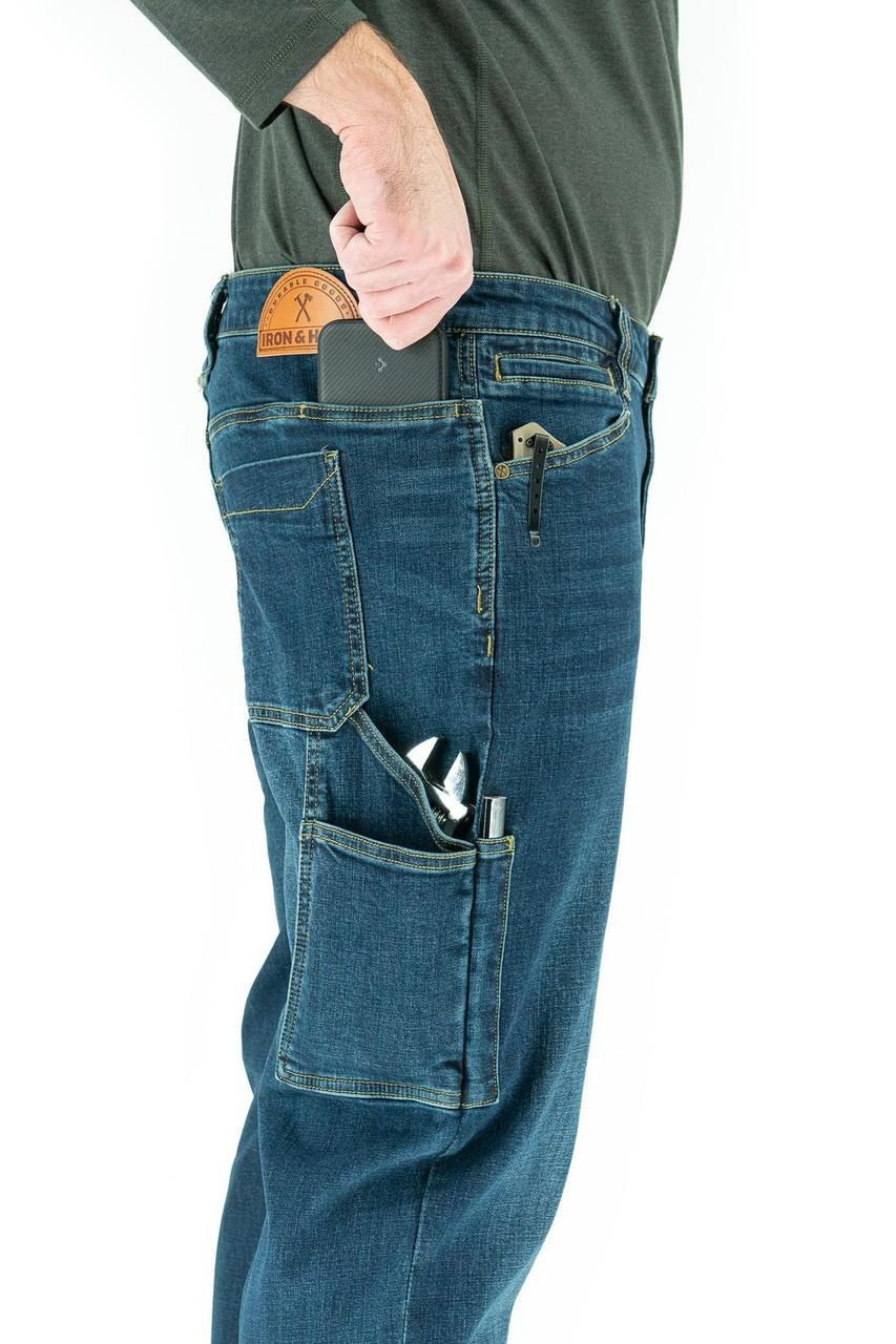 Iron & Haft Men's Journeyman Stretch Denim Durable Work Jeans