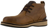 front to back side of RockPort Men's Beeswax Brown Lace Up Chukka Point Work Shoe