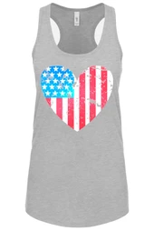 LA Police Gear Women's Distressed USA Flag Tank Top - Grey - Front Thumbnail Image