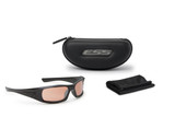 ESS 5B Sunglasses, ESS-EE9006 sports sunglasses with black frame and tinted lenses, along with a carrying case and cleaning cloth. Thumbnail Image