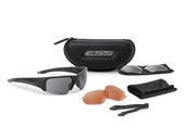 ESS Crowbar Tactical Sunglasses ESS-EE9019, military-style sunglasses with interchangeable lenses, black frame, carrying case, and accessories. Thumbnail Image