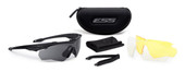 ESS Crossblade Eyeshield 3LS Kit, protective sports eyewear with interchangeable tinted lenses, carrying case, and cleaning accessories. Thumbnail Image