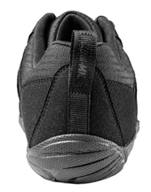 Belleville MM005 WP MINI-MiL Blackout Waterproof Barefoot Activity Shoe, rear view showing durable black material and secure heel pull tab. Thumbnail Image