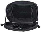 Kitanica Flip Admin Pouch 112-KN, open black tactical admin pouch with multiple compartments and hook and loop fasteners for organizing gear.