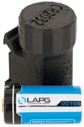 LAPG Picatinny Rail Battery Storage Container - 2 Pack, black plastic storage box for batteries with a textured surface and clip for attachment to tactical gear. Thumbnail Image