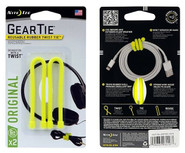 Nite Ize Gear Tie 6" Reusable Rubber Twist Tie - 2 Pack Neon Yellow