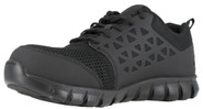 front to back view of Reebok Men's Athletic Black Sublite Cushion Work Shoe