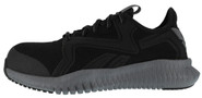 side view of Reebok Women's Composite Toe Black and Grey Flexagon 3.0 Work Shoe 