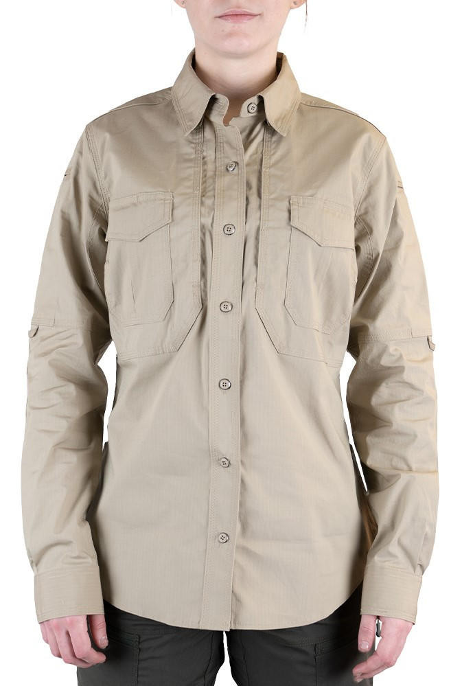 LAPG Women's Battle Rattle Stretch Button Up Long Sleeve Shirt