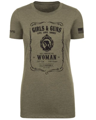 LA Police Gear Women's Girls & Guns T-Shirt - Green - Front