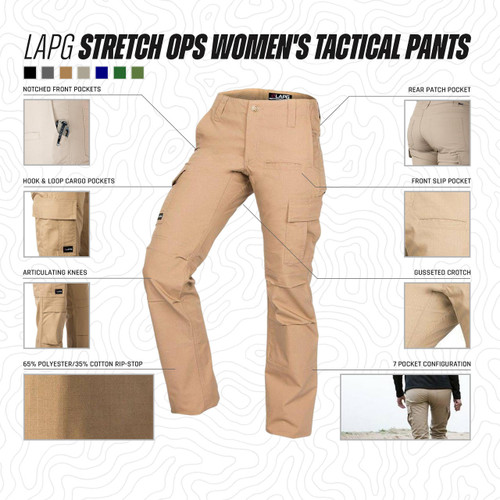 LA Police Gear Stretch Ops Women's Tactical Pants Infographic