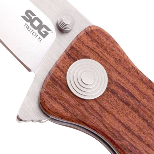SOG Twitch XL Wood Handle Folding Knife TWI24-CP 729857998765
