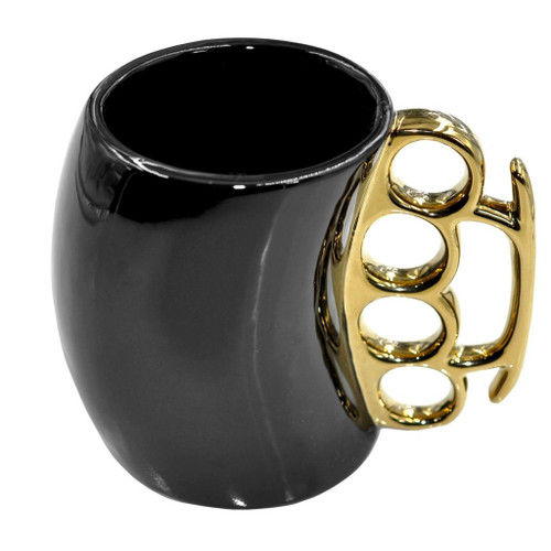 Caliber Gourmet Black And Gold Brass Knuckle Mug - CBG-M-1026 - Main - Only $10.99 - LA Police Gear