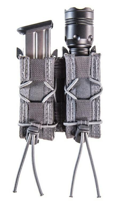 High Speed Gear Adaptable Belt Mount Double Pistol TACO Pouch gray