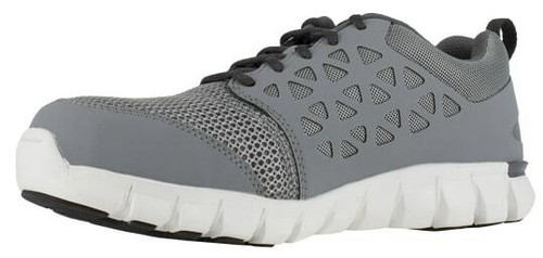 front to back view of Reebok Men's Grey Sublite Cushion Work Shoe