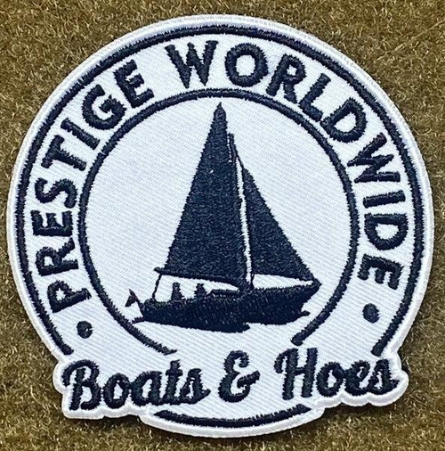 white Boats N' Hoes Patch 