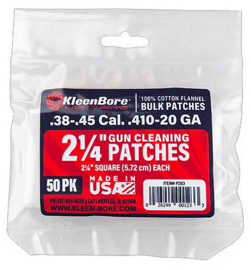KleenBore 2-1/4" .38-.45 Cal. & .410-20 Gauge Cleaning Patches - 50 Pack - P203 - LA Police Gear