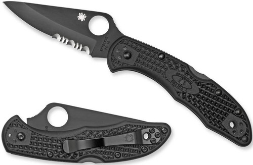Spyderco Delica 4 Lightweight All Black Folding Knife C11PSBBK 716104400218