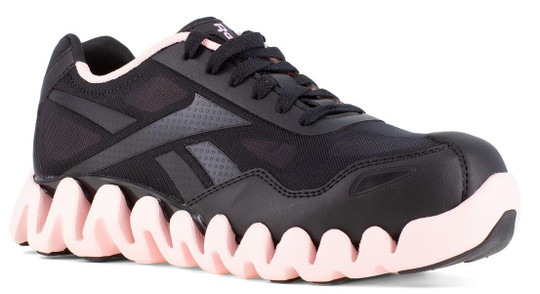 Reebok Women's Black Pink Zig Pulse Athletic Comp Toe Work Shoe