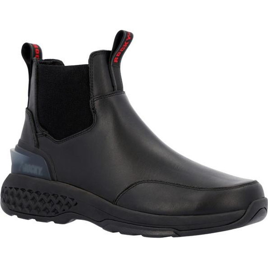 Men’s size 6.5 W Callout black shoes Rocky Men\'s Sleek Black Leather Boots Rocky Code Red Station Slip-On Boot – Rocky Boots main image 4