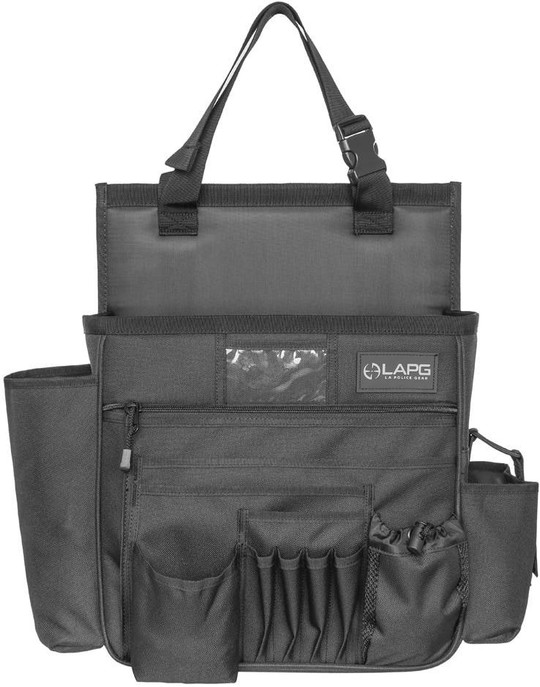 La Police Gear LAPG Molle Tactical Collapsible Tote Bag, Multiuse Bag, Reusuable Grocery Bag, Milspec Fabric Molle Bag - Black