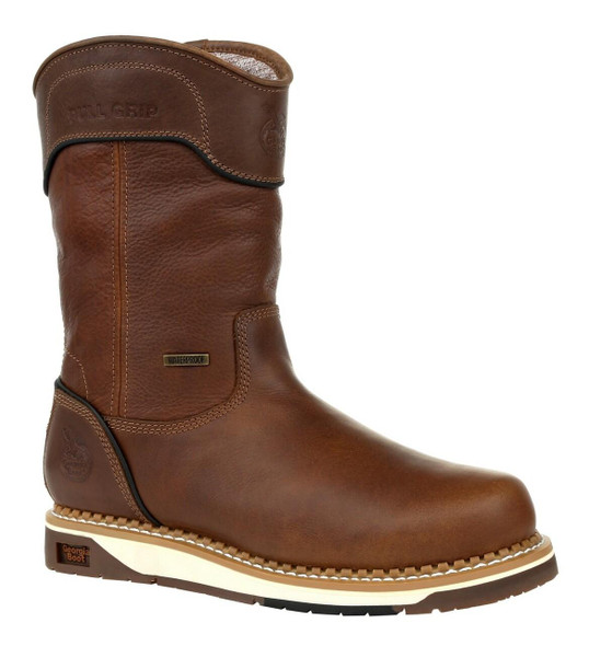 Georgia Boot Wedge 10" Brown Waterproof AMP LT Pull-On Boot  GB00369 