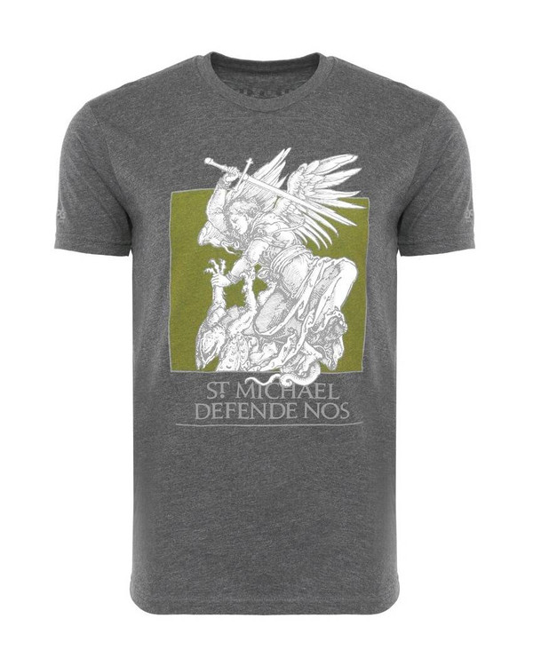 LA Police Gear Mens St Michael Defende Nos T- Shirt DEFENDE-STMICHAEL