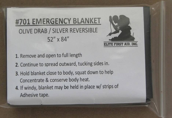 Elite First Aid Silver/OD Emergency Blanket 701