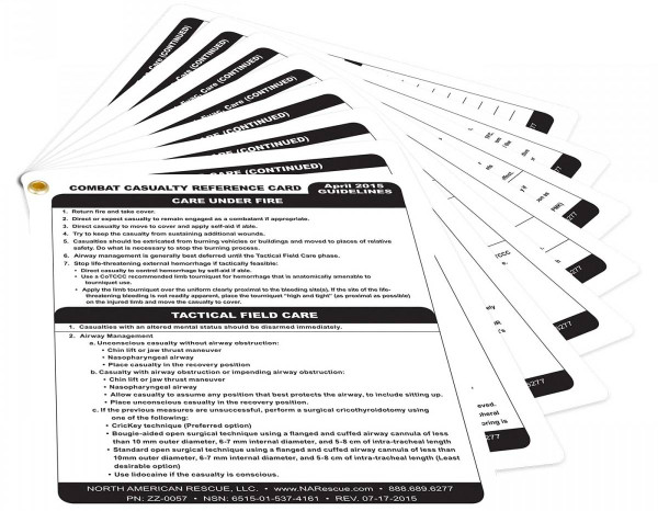 North American Rescue Combat Casualty Reference Card ZZ-0057