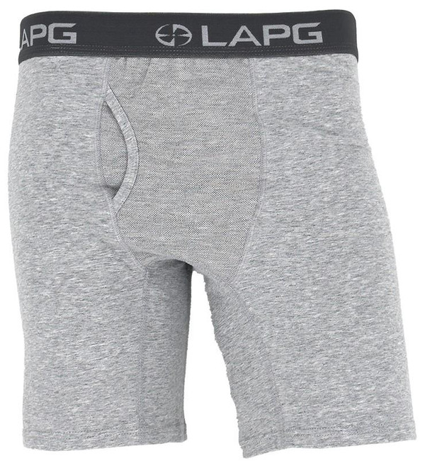 LAPG Men's Tac Comfort Boxer Brief AC-BX101, grey athletic men's boxer briefs with elastic waistband.