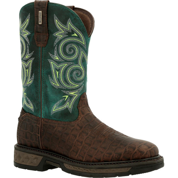 Georgia Boot Carbo-Tec LT 11" Brown/Green Waterproof Pull-On Boot  GB00436 