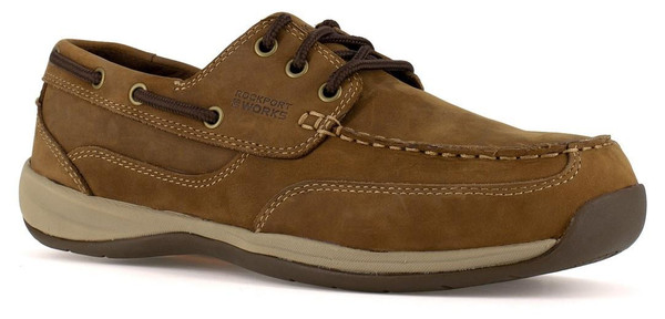 Rockport Men's Sailing Club Brown Three Eye Tie Work Boat Shoe  RK6736 