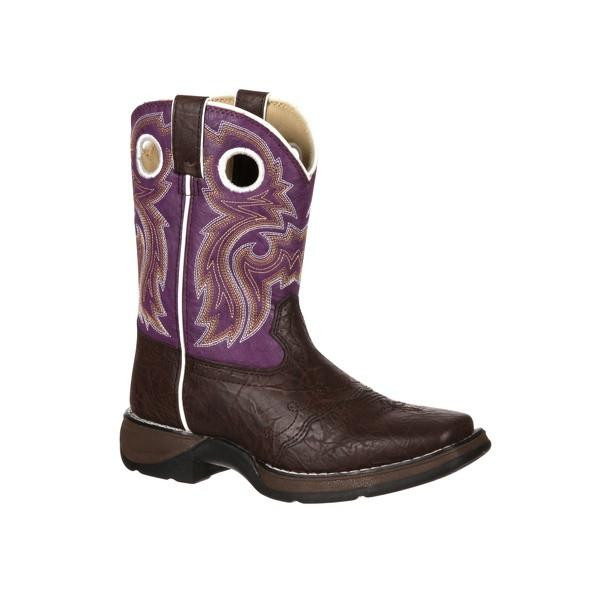 Durango Lil' Rebel Little Kid Dark Brown And Purple Western Boot  BT286 