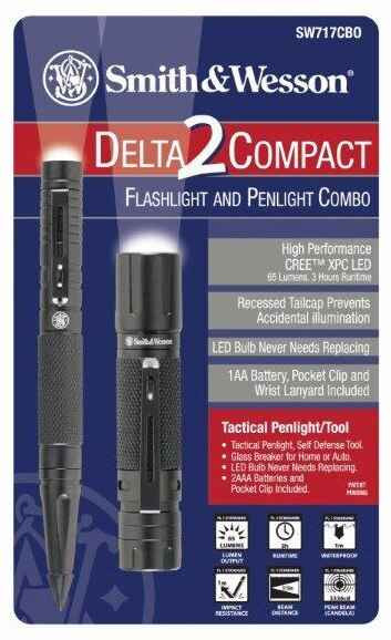 Smith and Wesson Delta2 Compact Flashlight and MicroTactical Flashlight Tool SW717CBO 813581007173