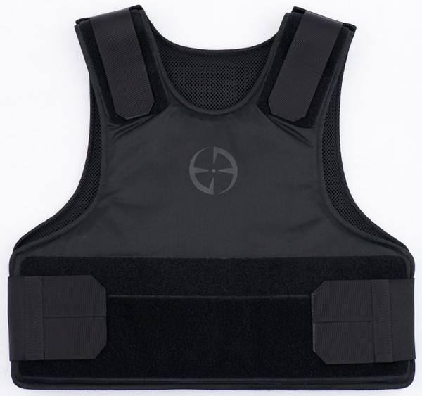 LAPG Core Level IIIA Concealable Soft Armor Vest CCIIIA, black ballistic vest with adjustable shoulder straps and Velcro waist closure.