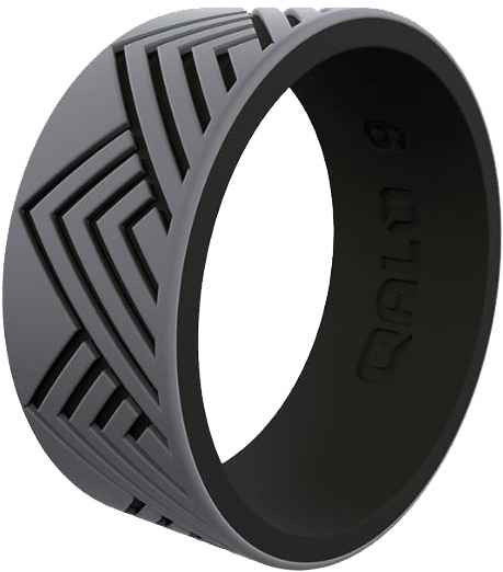 Qalo Mens Strata Grey and Black Mountain Silicone Ring QS9-MOL