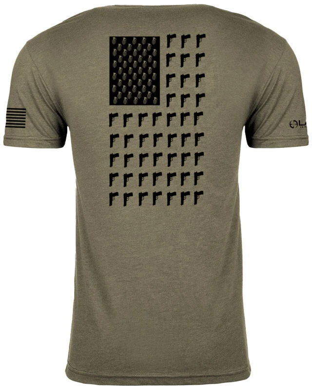 LA Police Gear Men's Grenade Flag T-Shirt - Green - Back