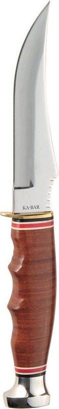 Ka-Bar Leather Handled Skinner Fixed Blade Knife 1233 617717212338