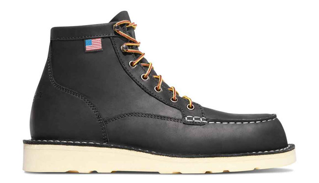 black moc toe work boots