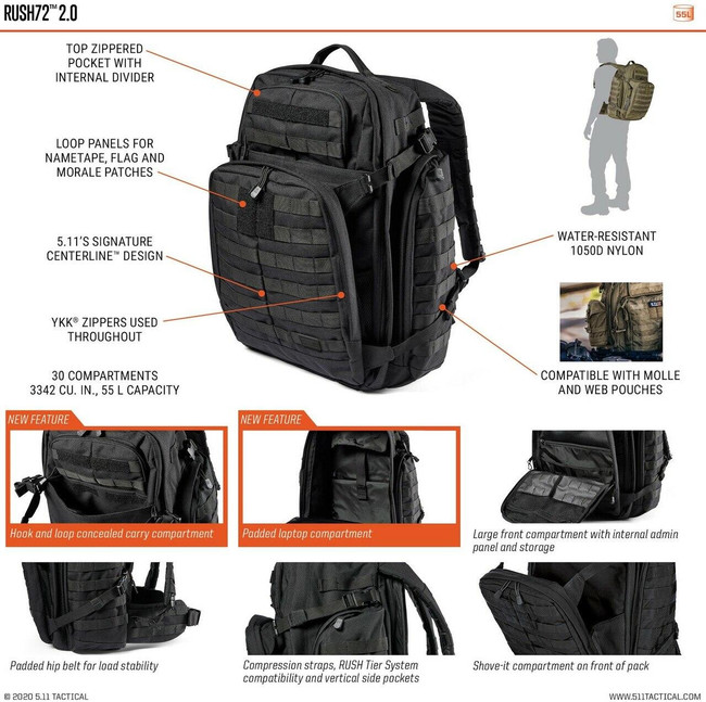 5.11 Tactical RUSH 72 2.0 Tactical Backpack 56565