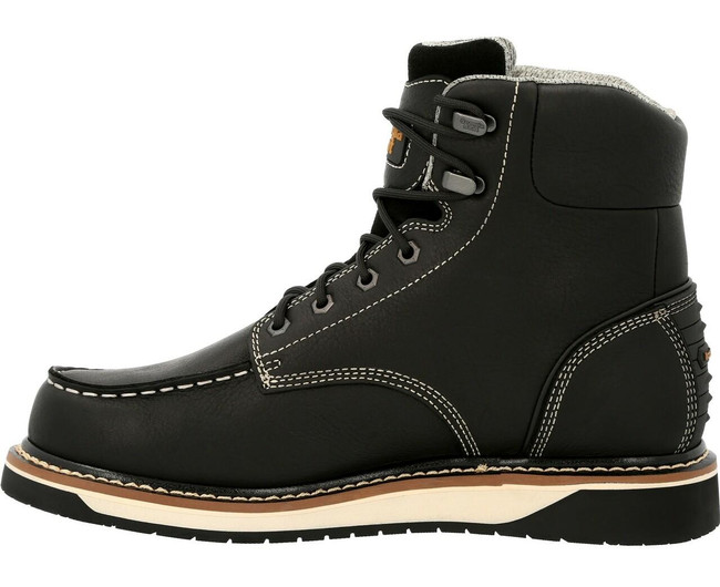 GEORGIA BOOT AMP LT Arbeitsstiefel – Wasserdicht, Mokassin-Spitze, Größe 42 | Keilabsatz, Braun, Für Hohe Leistung
