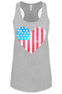 LA Police Gear Women's Distressed USA Flag Tank Top - Grey - Front