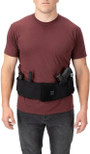 Vertx Tactical Clutch Belt modeled over red shirt 