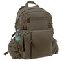 Rothco Jumbo Vintage Canvas Backpack JVCB, brown large capacity military-style backpack with multiple zippered compartments and side water bottle pocket.
