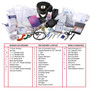 Rothco Military Trauma Kit Contents 1711-R, comprehensive first aid and emergency medical supplies for military or tactical use, including bandages, trauma dressings, scissors, scissors, gloves, tape, antiseptics, and other first aid essentials.