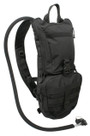 Rothco Rapid Trek Hydration Pack 2865, black hydration backpack with adjustable shoulder straps, front zippered pocket, and hydration tube with bite valve.