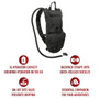 Rothco Rapid Trek Hydration Pack 2865, black hydration backpack with 3L capacity, quick-release backpack straps, on-off bite valve, and designed for outdoor adventures.