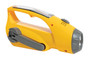 Rothco Solar/Wind Up Flashlight with Radio, yellow and gray emergency flashlight with a built-in radio and handles for solar and wind power.