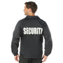 Rothco Lined Coaches Security Jacket LCSJ, a black security jacket with large white SECURITY lettering on the back, designed for security personnel.